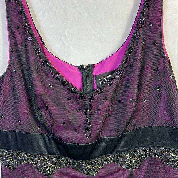 Adrianna Papell Purple Merlot Colored Midi size 10 Silk Lined Embroidered Beaded - Picture 4 of 9